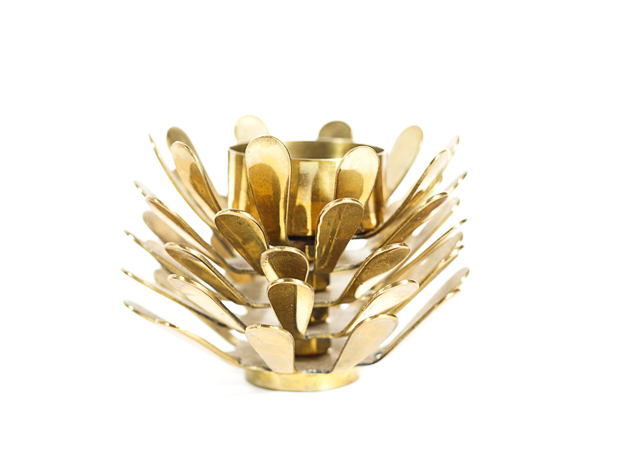 Trio of Vintage Solid Brass Pine Cone Candle Holders EBTH